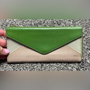 Chloe colorblock leather long wallet